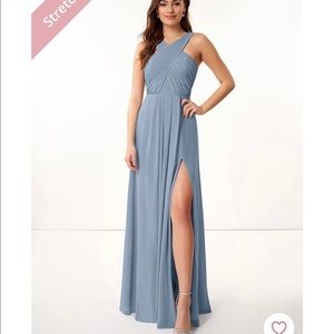 Azazie Bridesmaid Dress with Slit | Blush Dusty Blue